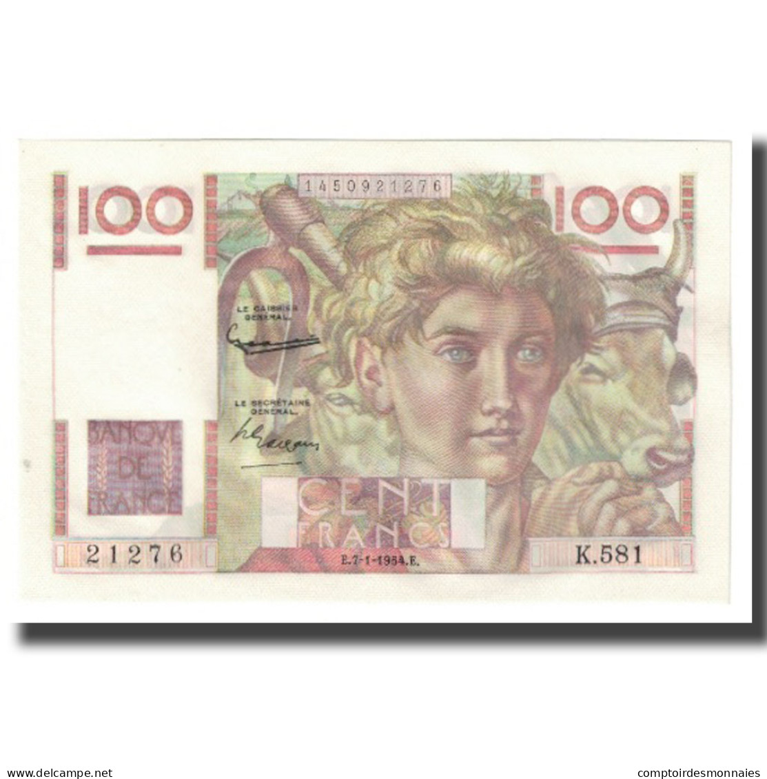 France, 100 Francs, Jeune Paysan, 1954, D AMBRIERES, GARGAM, 1954-01-07, NEUF - 100 F 1945-1954 ''Jeune Paysan''