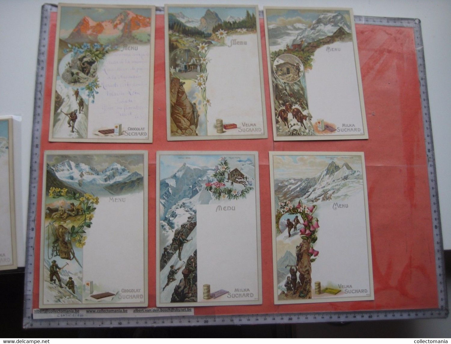 SUCHARD Menus11 Second Part B , 6 Chromos 7-12, C1902 Bergen Mountain Climbing Montagne Guides SUISSE Chocolat Tres Bien - Suchard