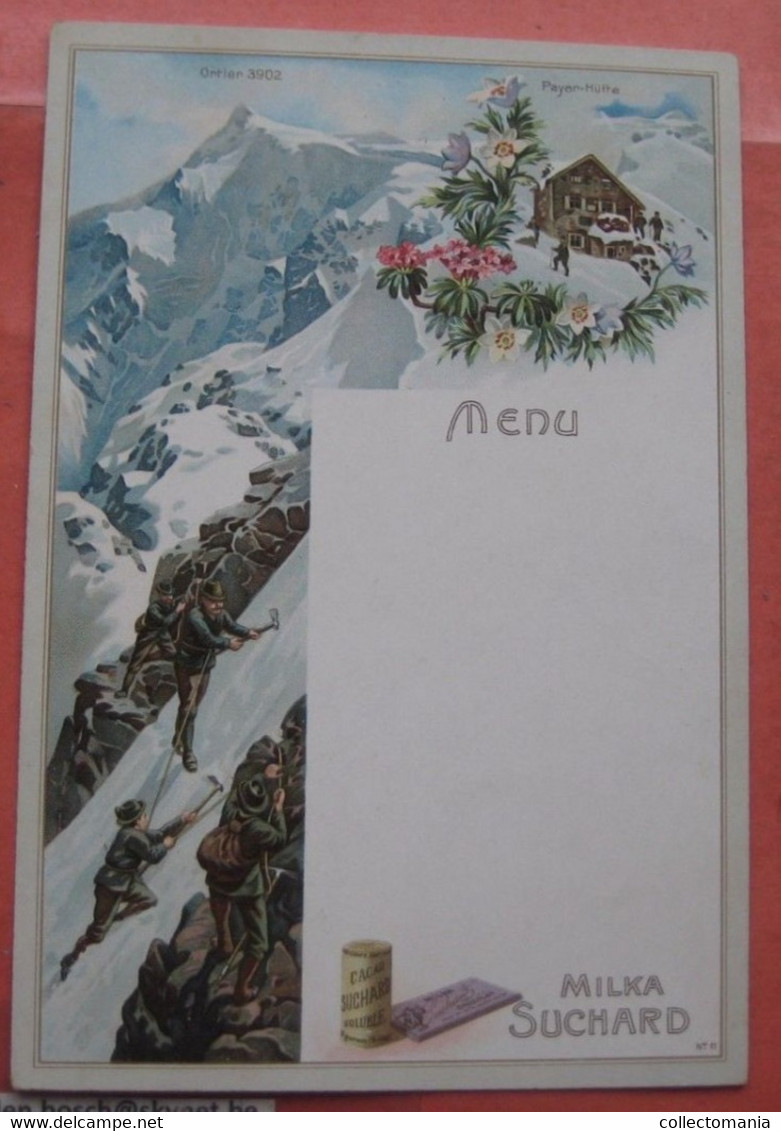 SUCHARD Menus11 Second Part B , 6 Chromos 7-12, C1902 Bergen Mountain Climbing Montagne Guides SUISSE Chocolat Tres Bien - Suchard