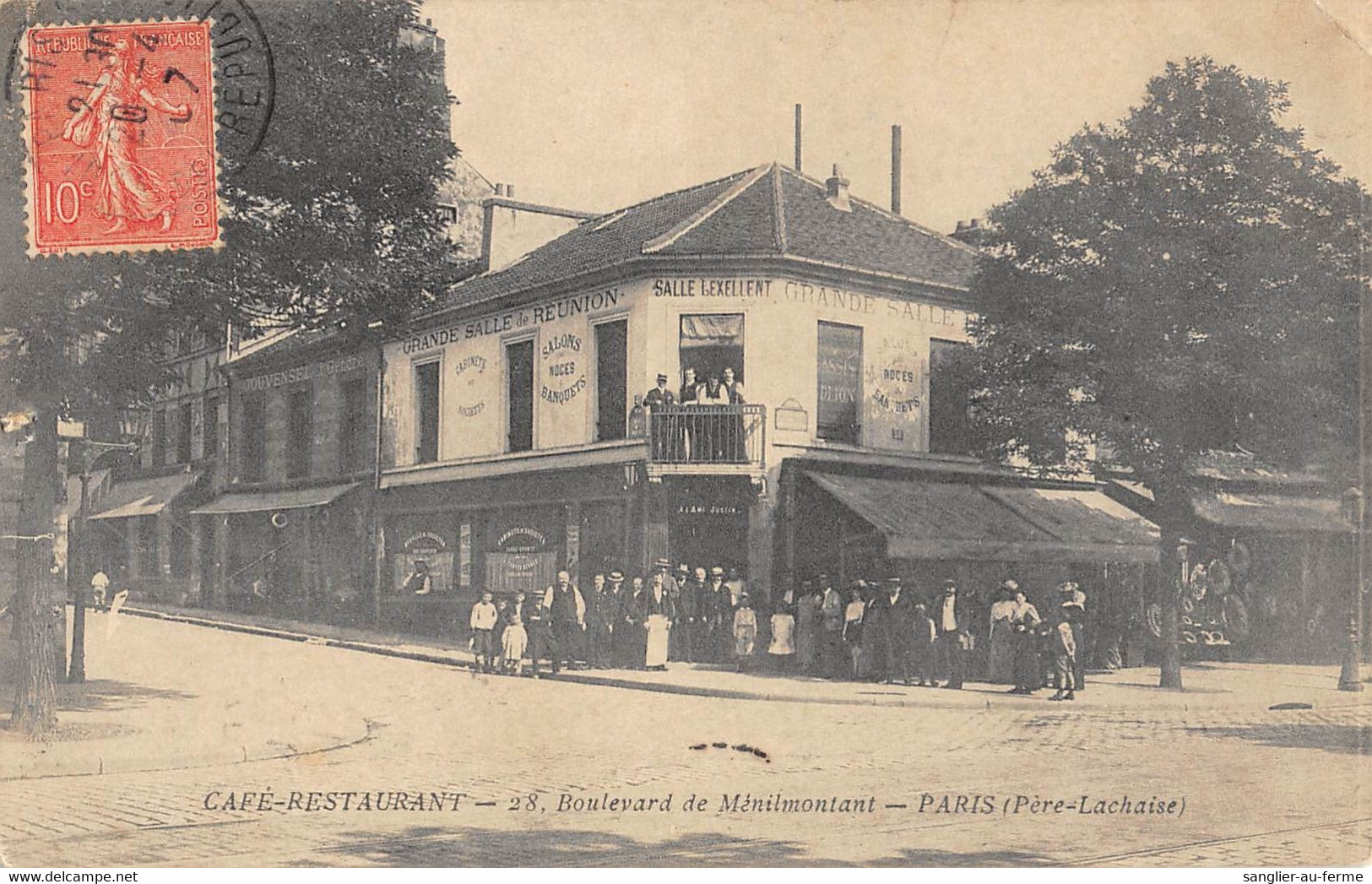 CPA 75 PARIS XXe CAFE RESTAURANT 28 Bd MENILMONTANT PERE LACHAISE (cpa Rare - District 20