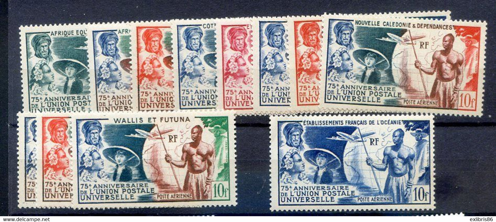 Série Coloniale 1949 UPU, PA 12 Valeurs Neuf XX - 1949 75e Anniversaire De L'UPU