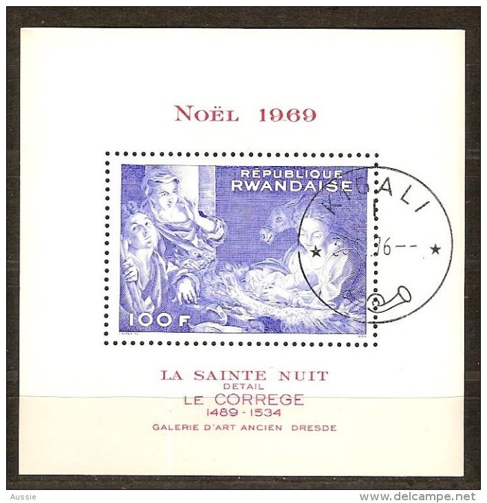 Rwanda Ruanda 1969 Yvertn° Bloc 20 (°) Used Cote 4,50 Euro Noël Kerstmis Christmas - Used Stamps