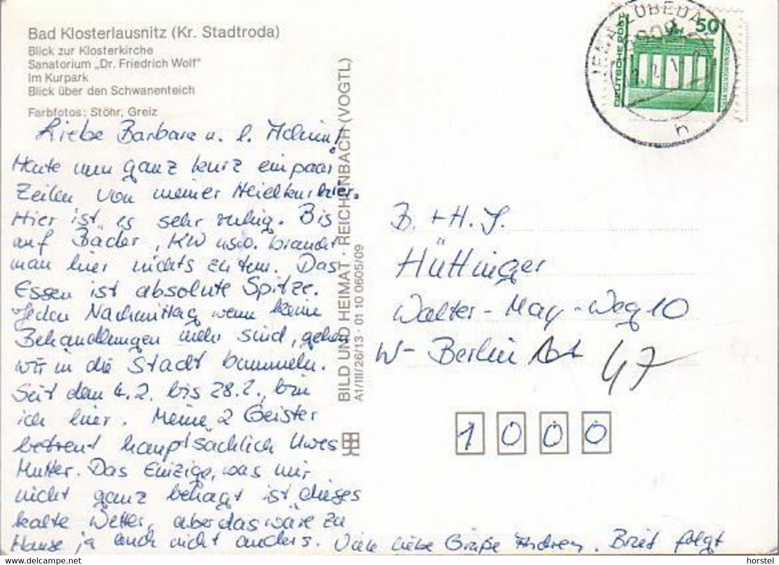 D-07639 Bad Klosterlausnitz - Alte Ansichten - Sanatorium "Dr.Friedrich Wolf" - Kurpark - Klosterkirche - Nice Stamp - Bad Klosterlausnitz