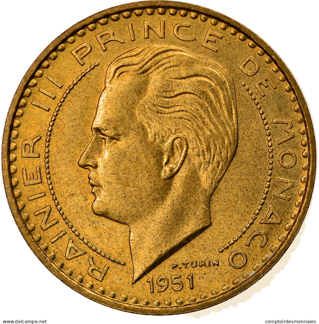 Monnaie, Monaco, Rainier III, 20 Francs, Vingt, 1951, SUP, Aluminum-Bronze - 1949-1956 Anciens Francs