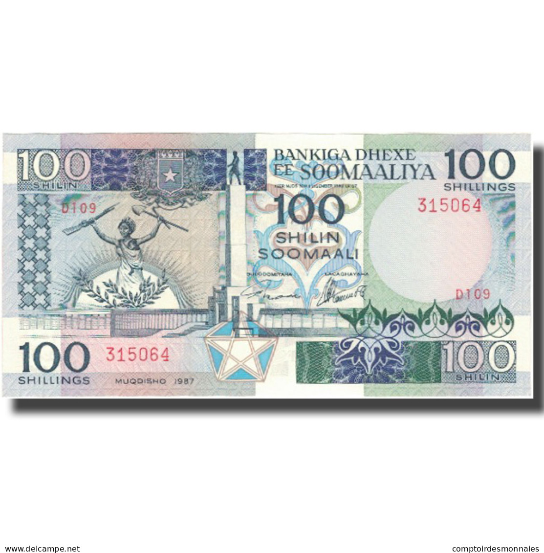 Billet, Somalie, 100 Shilin = 100 Shillings, 1987, 1987, KM:35b, NEUF - Somalie