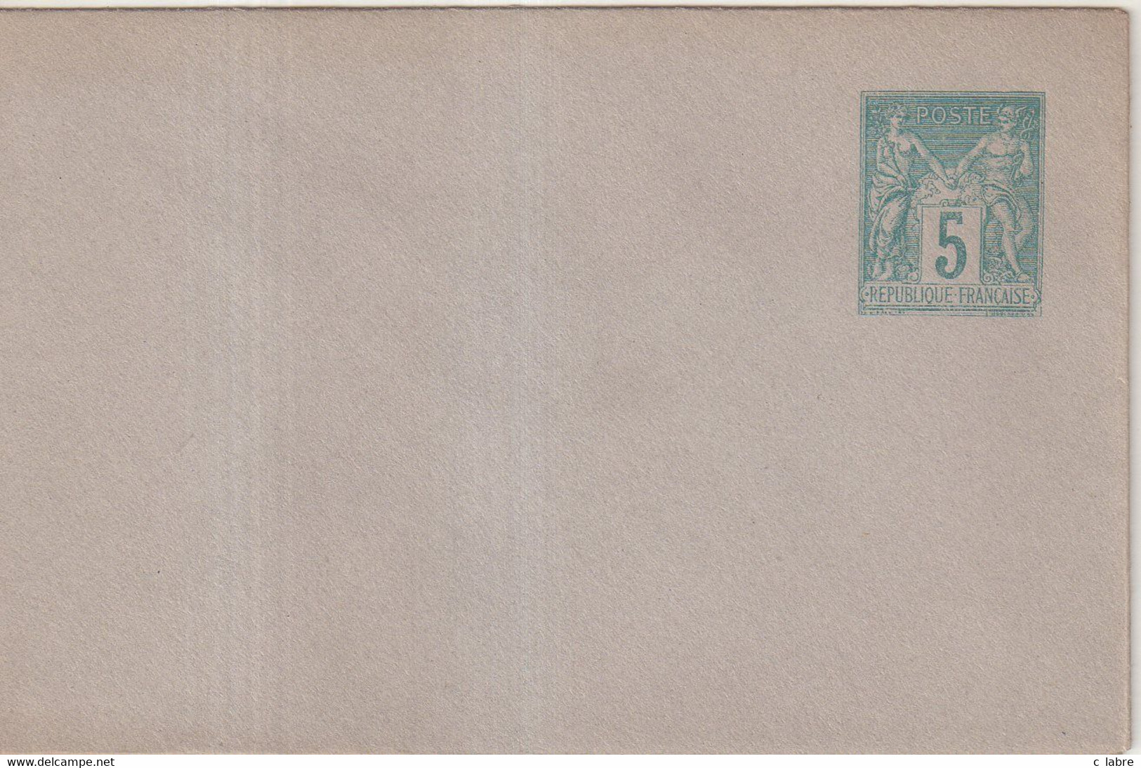 FRANCE : ENTIER POSTAL . 5 Cts  . TYPE SAGE .  ENV P TSC . PAPIER VERGE GRIS AVEC FILIGRANE. 1896 . - Enveloppes Types Et TSC (avant 1995)