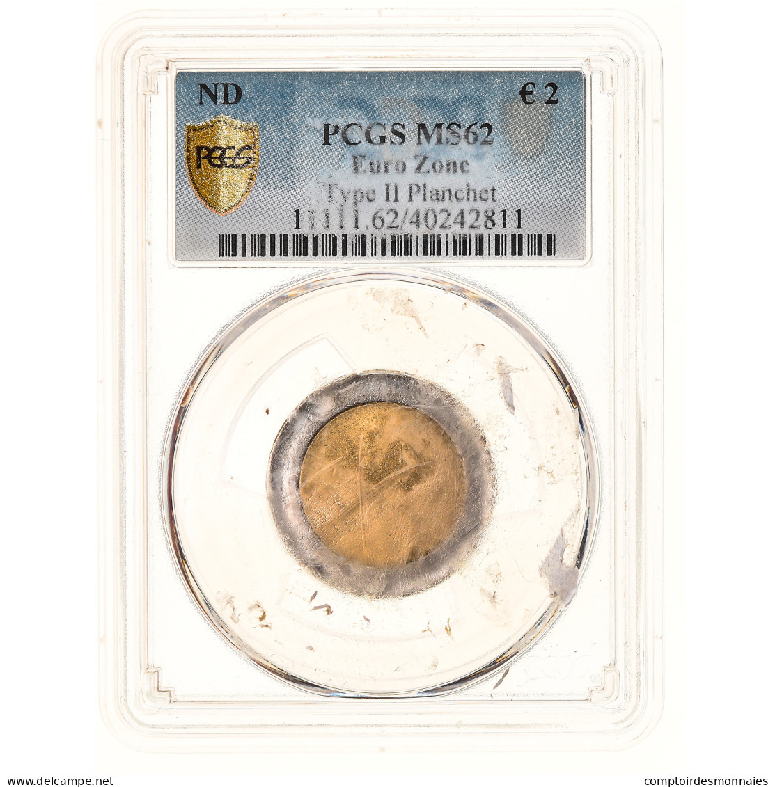 France, 2 Euro, Flan Vierge, PCGS, MS62, SUP+, Copper-nickel - Variétés Et Curiosités