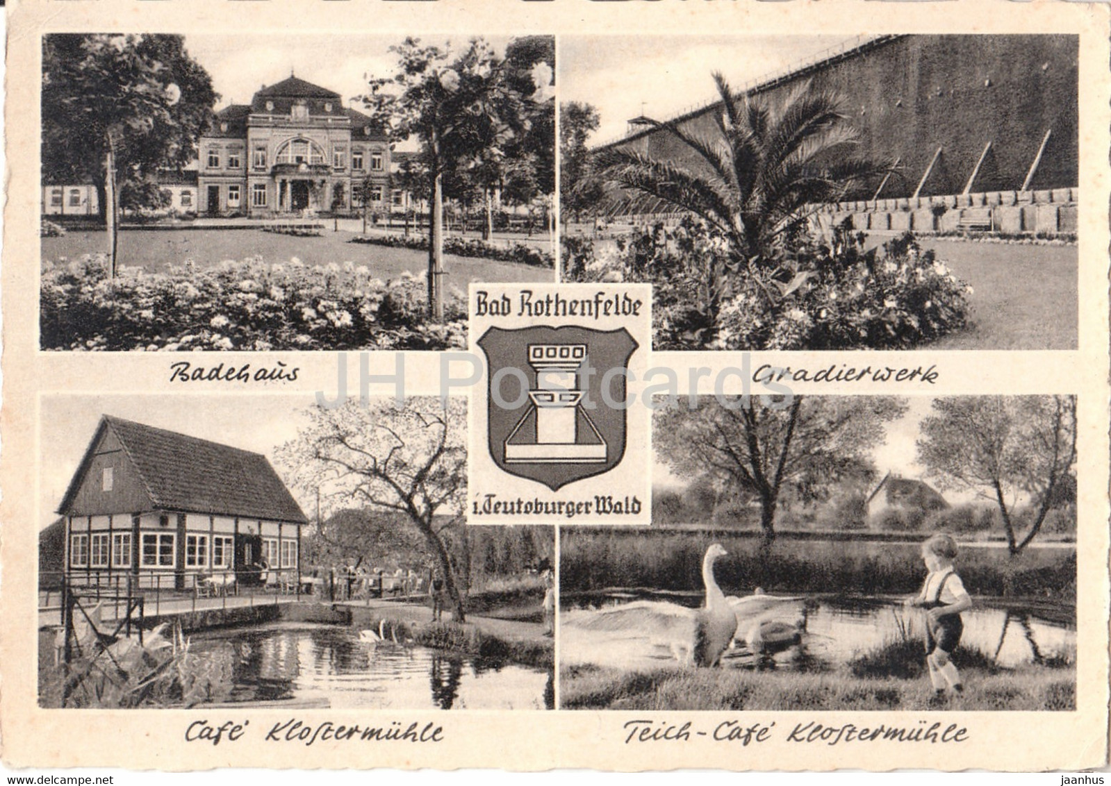 Bad Rothenfelde I Teutoburger Wald - Badehaus - Gradierwerk - Cafe Klostermuhle - Teich - 1958 - Germany - Used - Bad Rothenfelde