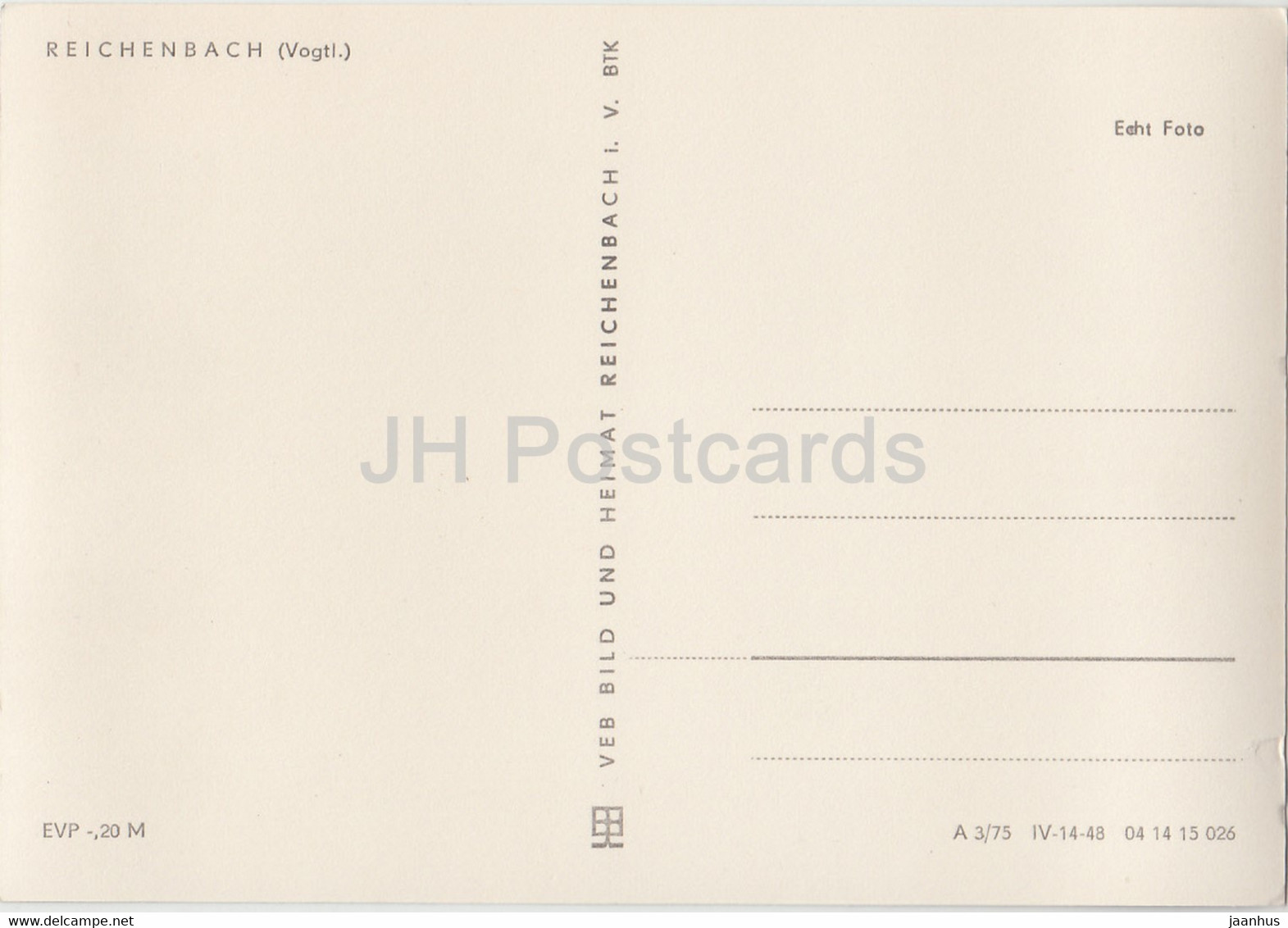 Reichenbach - Vogtl - Germany DDR - Unused - Reichenbach I. Vogtl.