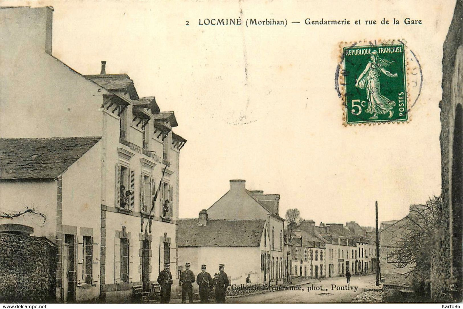 Locminé * La Gendarmerie Nationale Et La Rue De La Gare * Gendarmes - Locmine