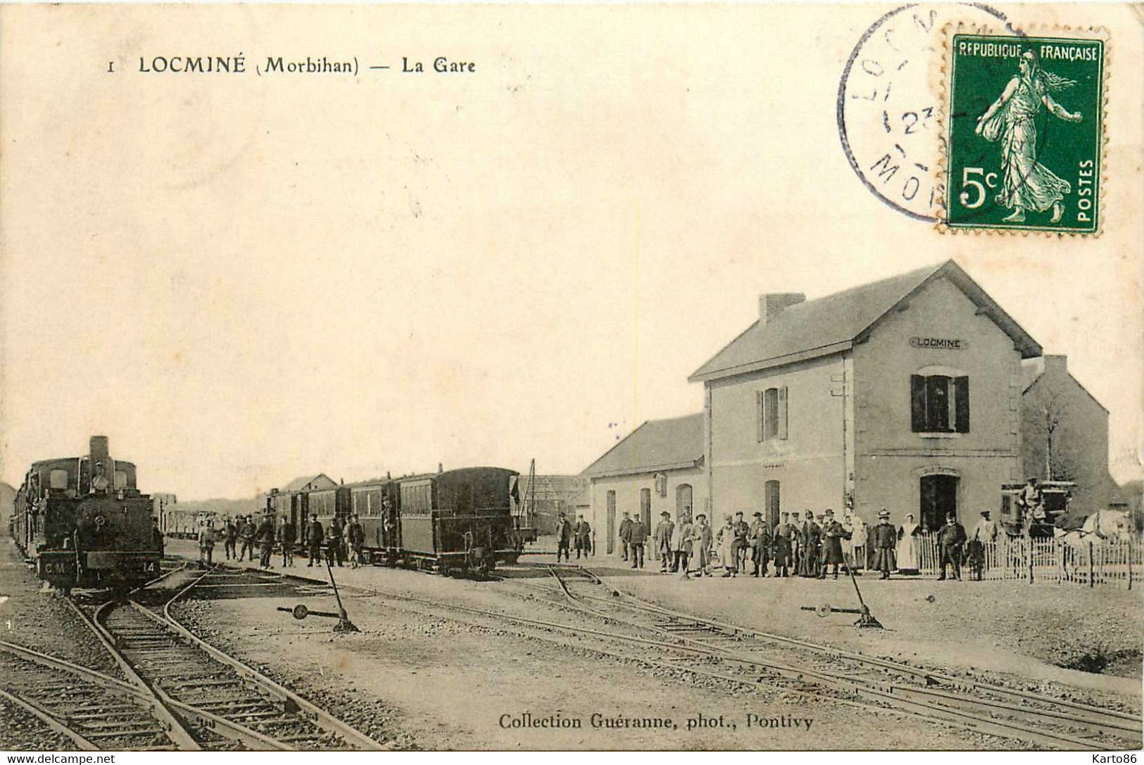 Locminé * La Gare * Train Locomotive * Ligne Chemin De Fer Du Morbihan - Locmine
