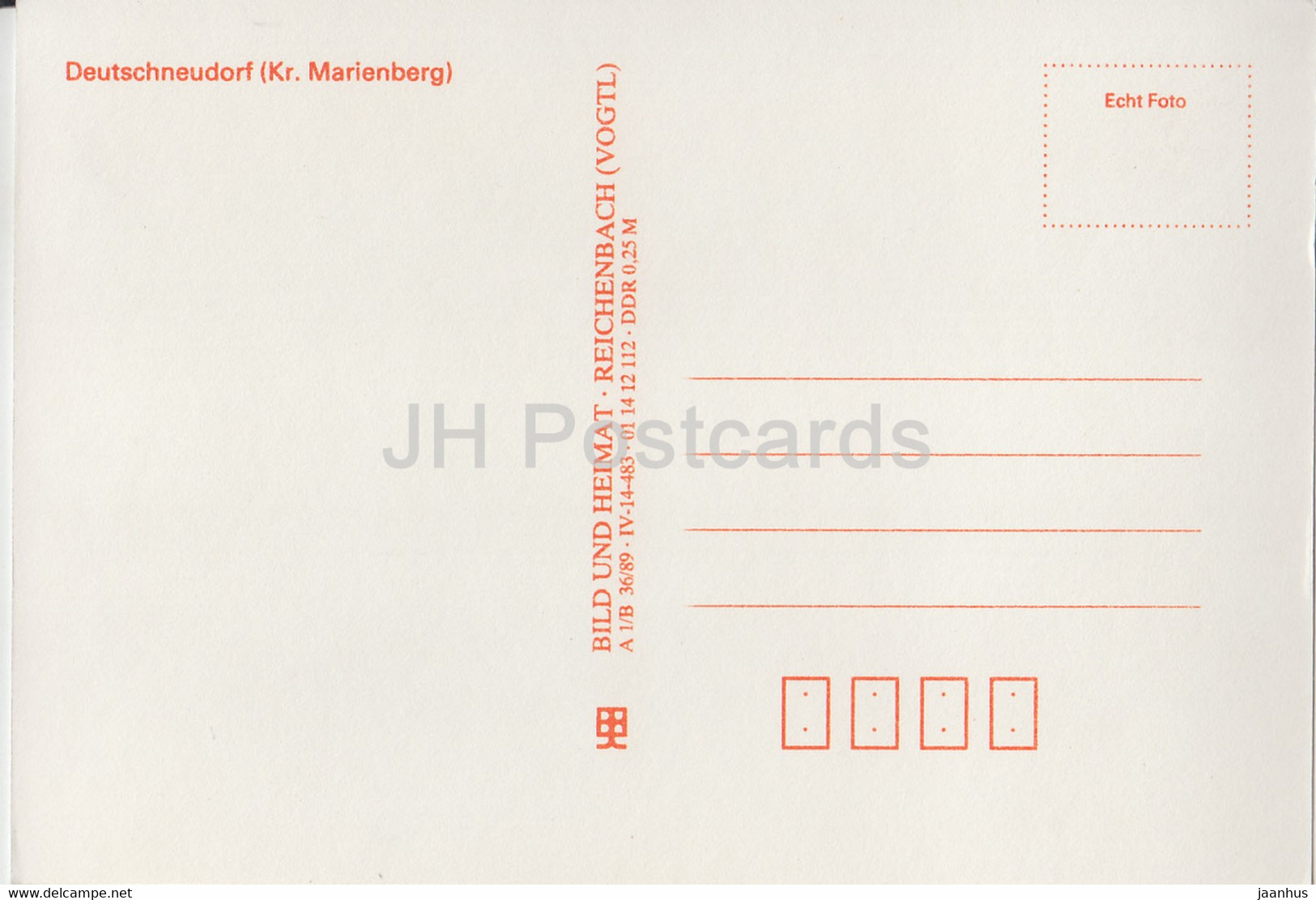 Deutschneudorf - Kr Marienberg - Germany DDR - Unused - Deutschneudorf