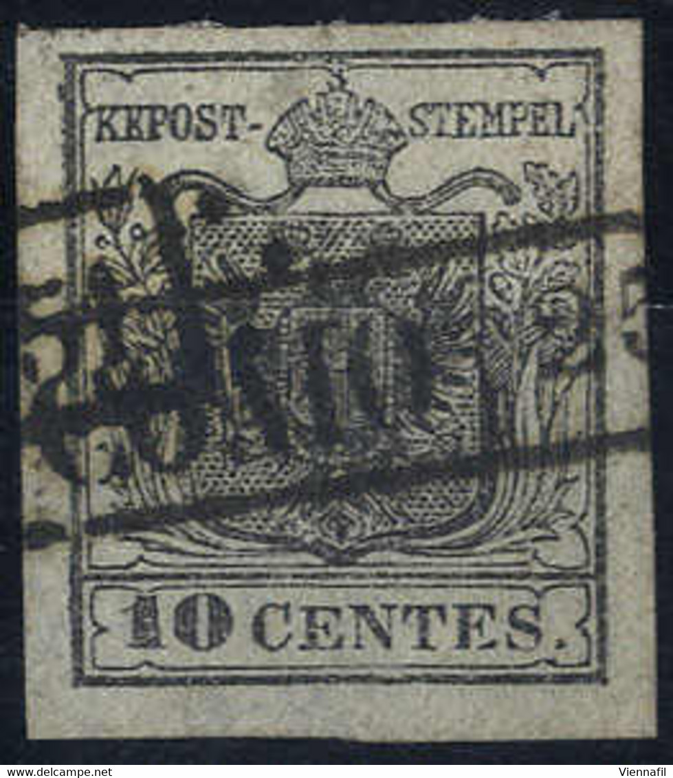 O 1850, 10 Cent. Girgio Nero, Prima Tiratura, Usato, Cert. Steiner (Sass. 2b) - Lombardy-Venetia