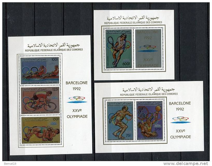 Barcelona 92. Comores 1988. Yvert 464-67 + A 251-52 ( 3 Blocks) ** MNH. - Summer 1992: Barcelona