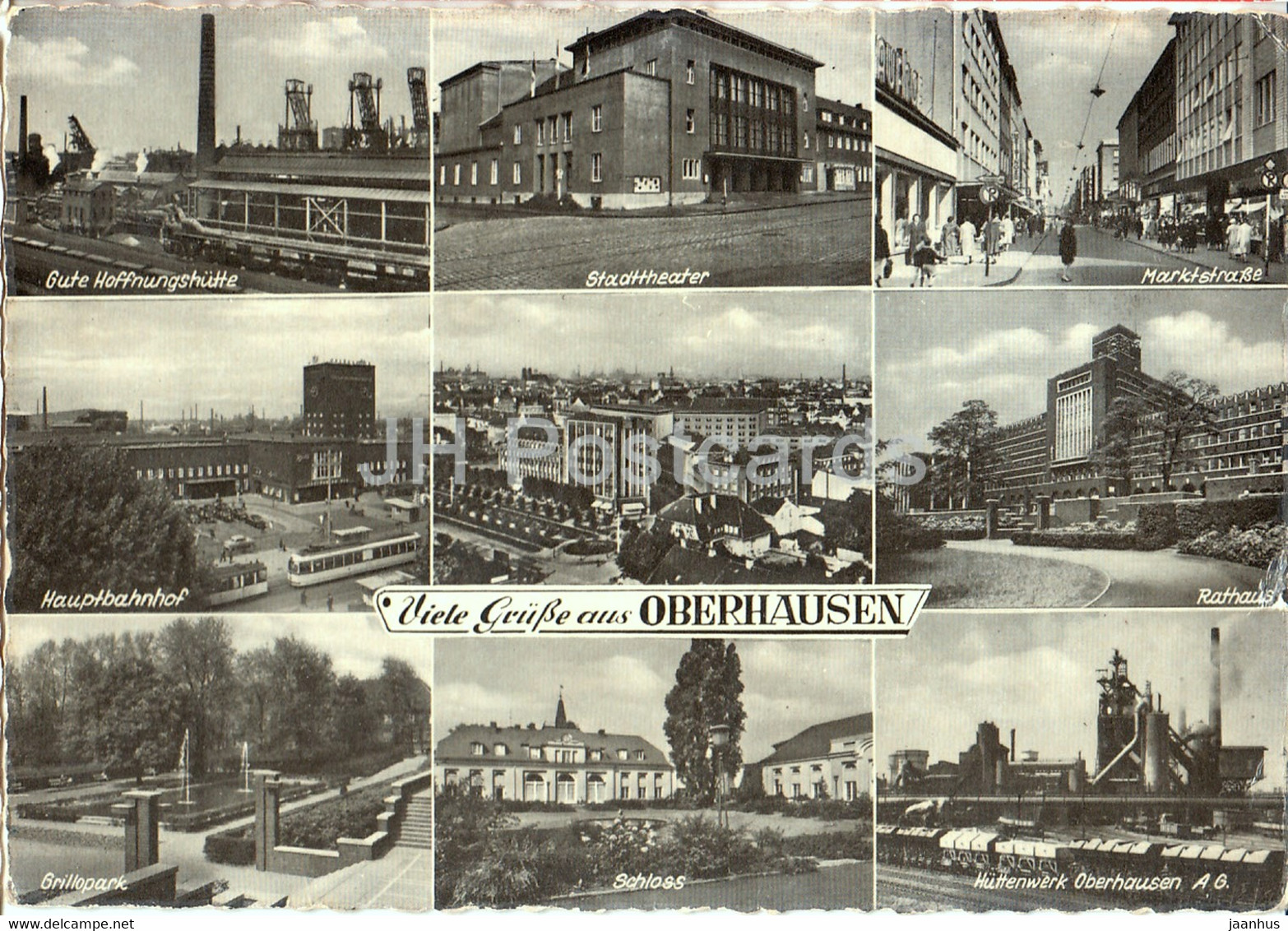 Viele Grusse Aus Oberhausen - Stadttheater - Marktstrasse - Haupbahnhof - Rathaus - Tram - Schloss 1965 - Germany - Used - Oberhausen