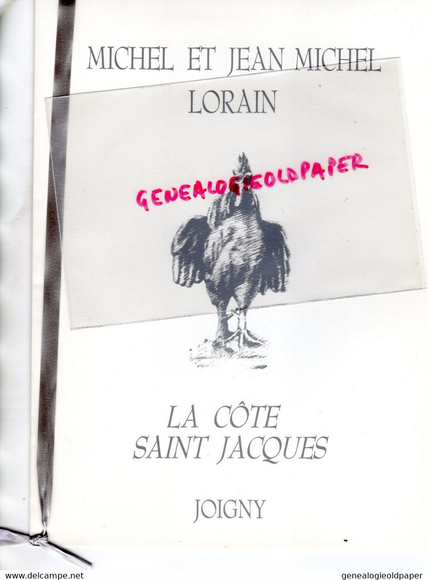 89- JOIGNY- RARE MENU CHATEAU LA COTE SAINT JACQUES-MICHEL ET JEAN MICHEL LORAIN-1996- POLO VOLKSWAGEN GT 100- - Menus