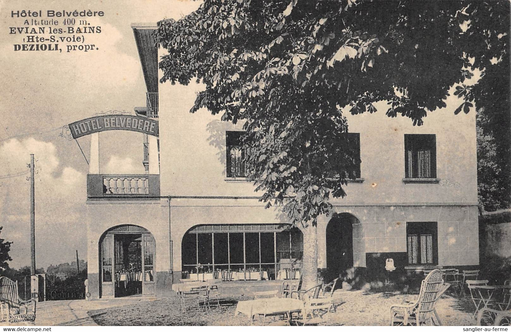 CPA 74 EVIAN LES BAINS HOTEL BELVEDERE DEZIOLI PROPRIETAIRE (cpa Rare - Evian-les-Bains
