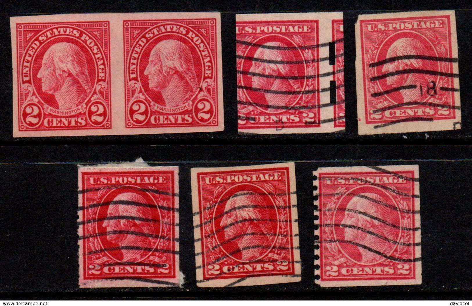 N143B - USA / 1916....- SC#: - MNH  PAIR AND USEDS- 2 CTS RED, WASHINGTON - Ungebraucht