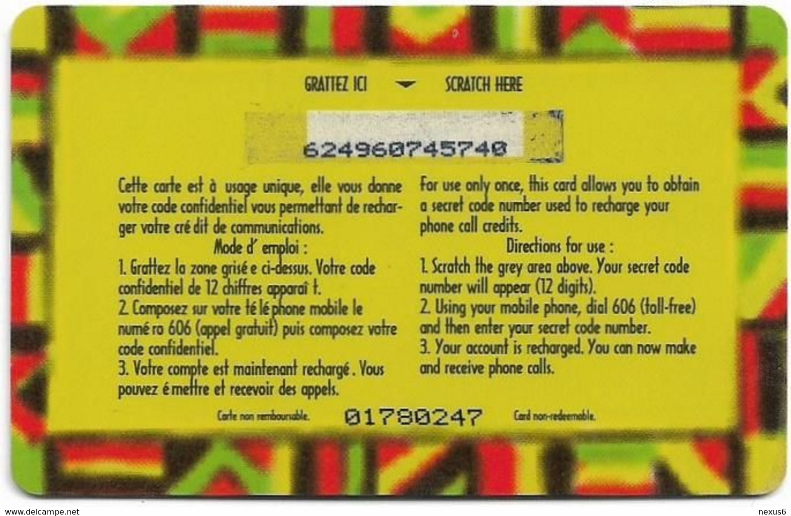 Senegal - Alizé - Carte Diamono, Cn. Crossed Zero ⌀, GSM Refill 5.000CFA, Used - Senegal