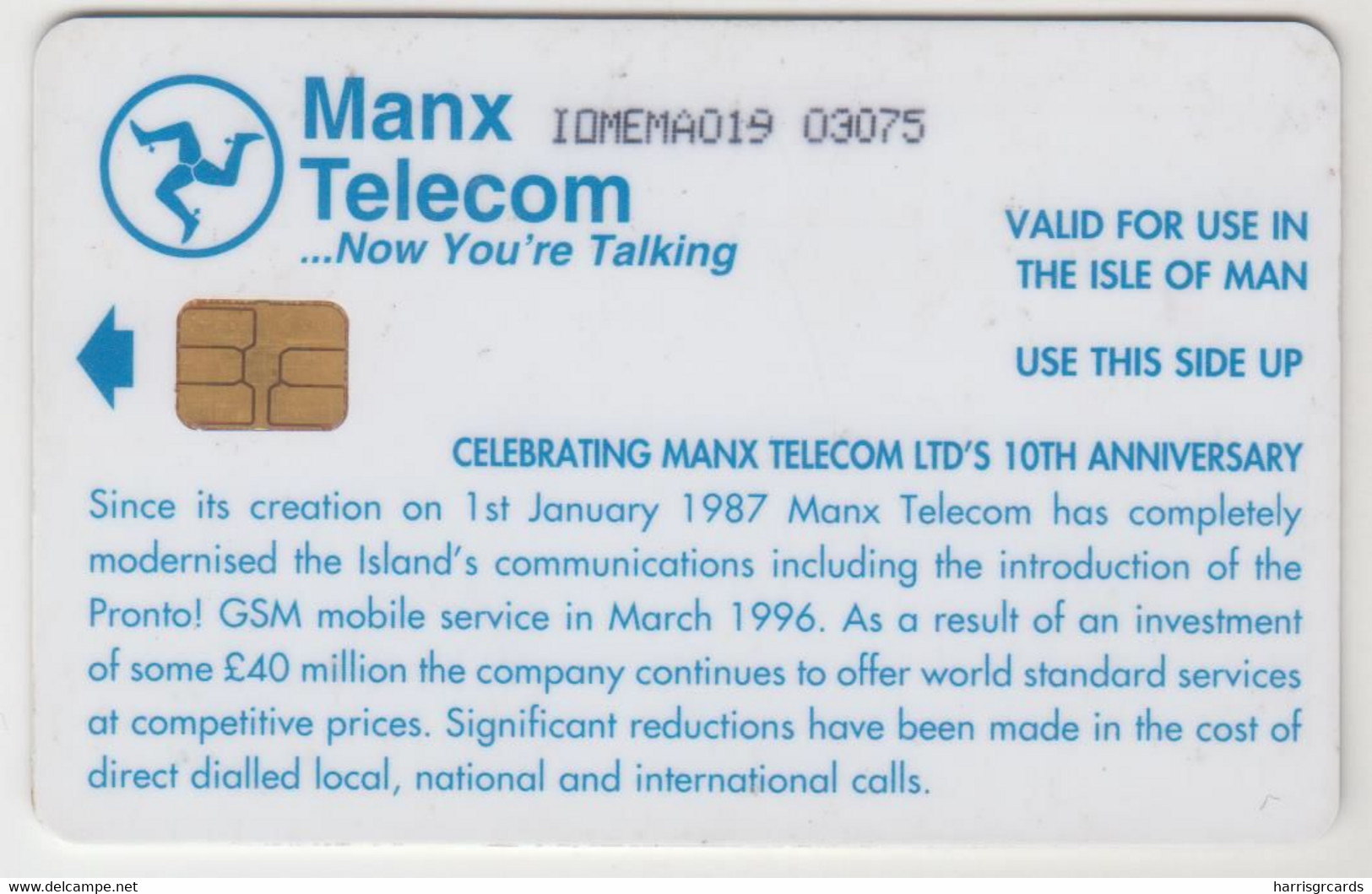 ISLE OF MAN - Celebrating Manx Telecom LTD's 10th Anniversary, 2 £, Tirage 10,000, Used - Isla De Man