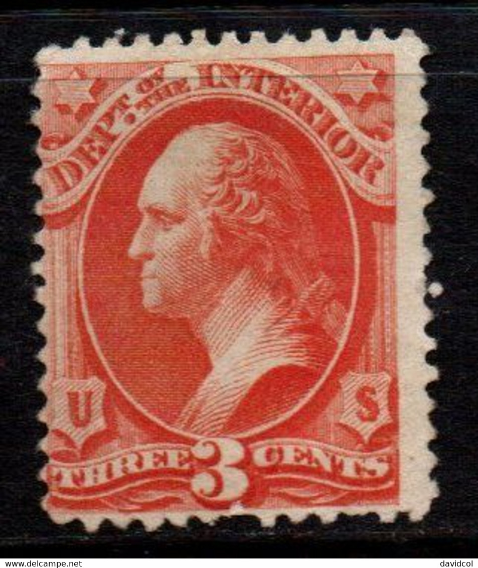 N409C - USA / 1873 - SC#: O17 - MNG - DEPT. OF THE INTERIOR- 3 CTS WASHINGTON - Dienstzegels