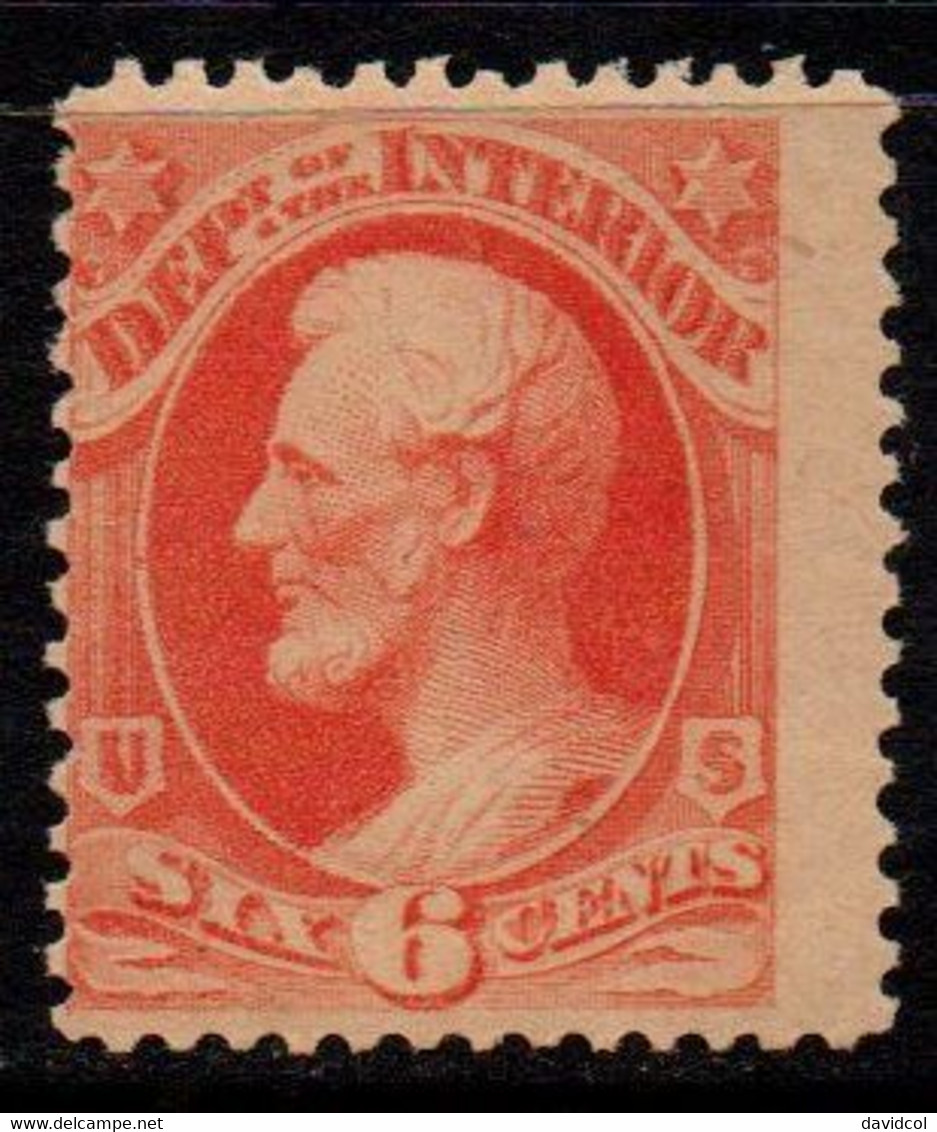 N410D - USA / 1873 - SC#: O18 - MH - DEPT. OF THE INTERIOR.- 6 CTS LINCOLN - Dienstmarken