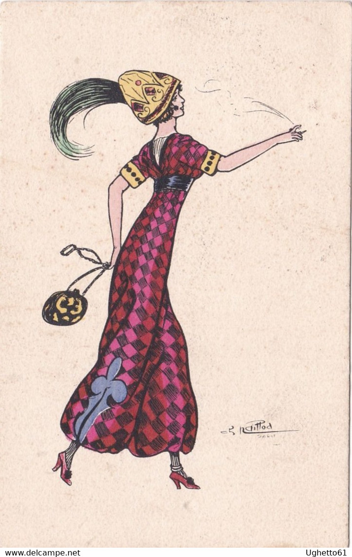 Charles Naillod, Illustratore Paris - Bella Cartolina Donna Alla Moda Viaggiata 1911 - Naillod