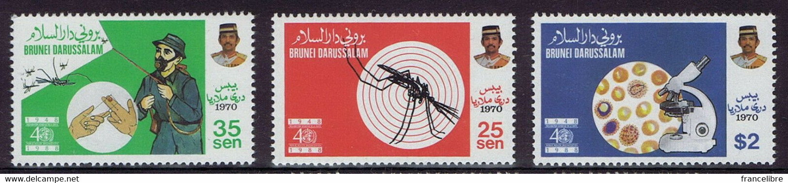Brunei, 40th Anniversary Of WHO Eradicate Malaria Set 1988, Mint Never Hinged. - Brunei (1984-...)