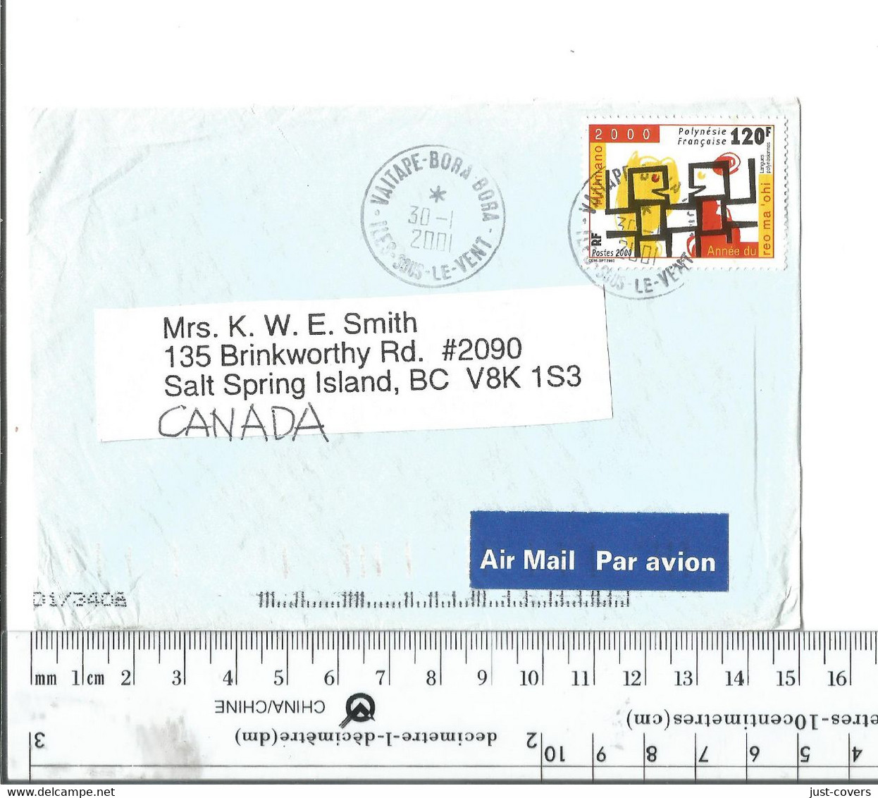 French Polynesia Iles Sous Le Vent Vaitape Bora Bora To Salt Spring Island BC Canada Jan 30 2001..........(Box 5) - Storia Postale