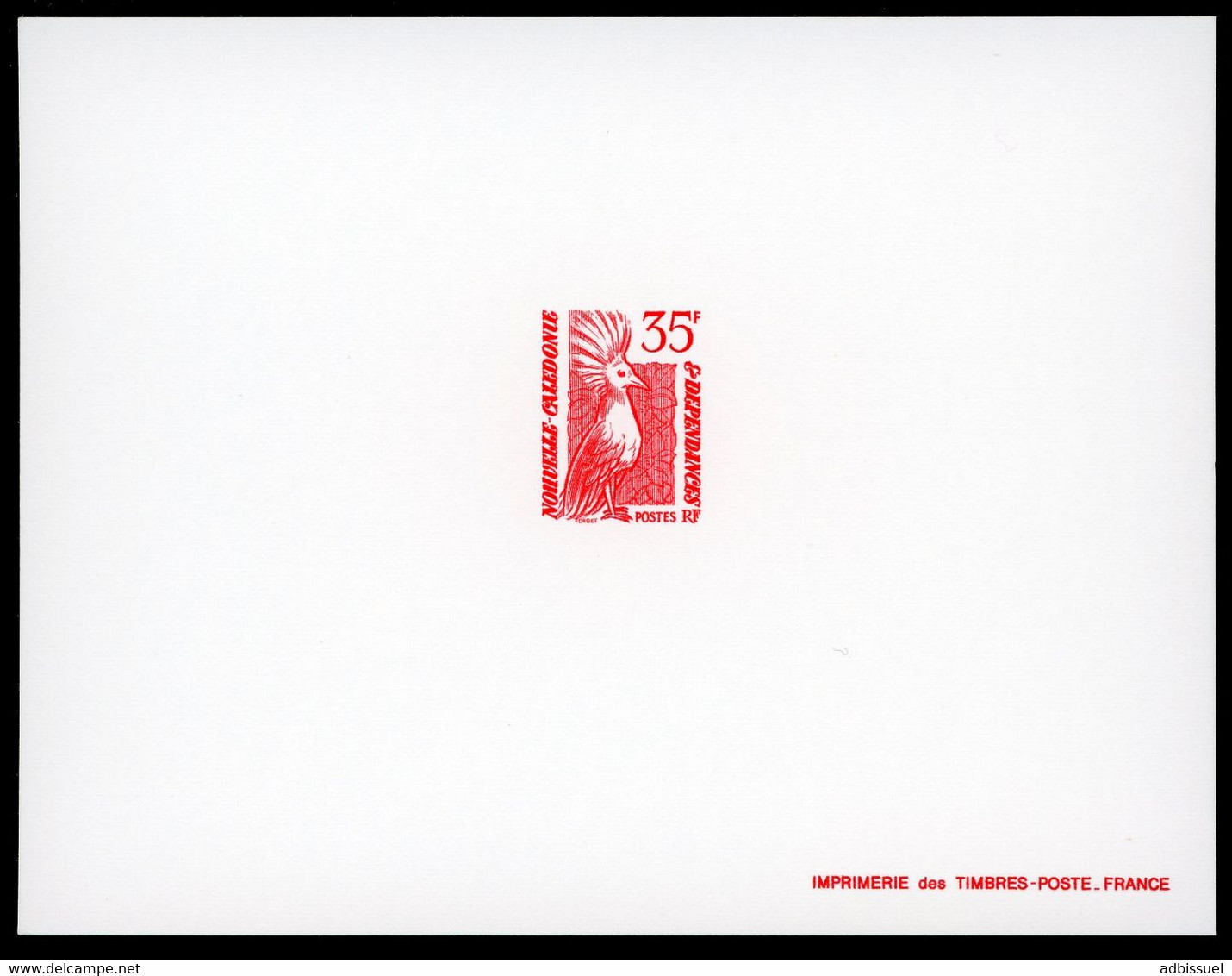 NOUVELLE CALEDONIE  EPREUVE DE LUXE N° 496 "LE CAGOU" 35 Fr Rouge TB - Imperforates, Proofs & Errors