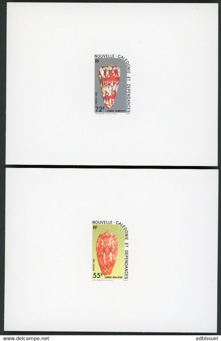 NOUVELLE CALEDONIE 2 EPREUVES DE LUXE N° 498 Et 499 Cônes Coquillages Multicolores Avec Reliefs En Couleur 1985. TB - Imperforates, Proofs & Errors