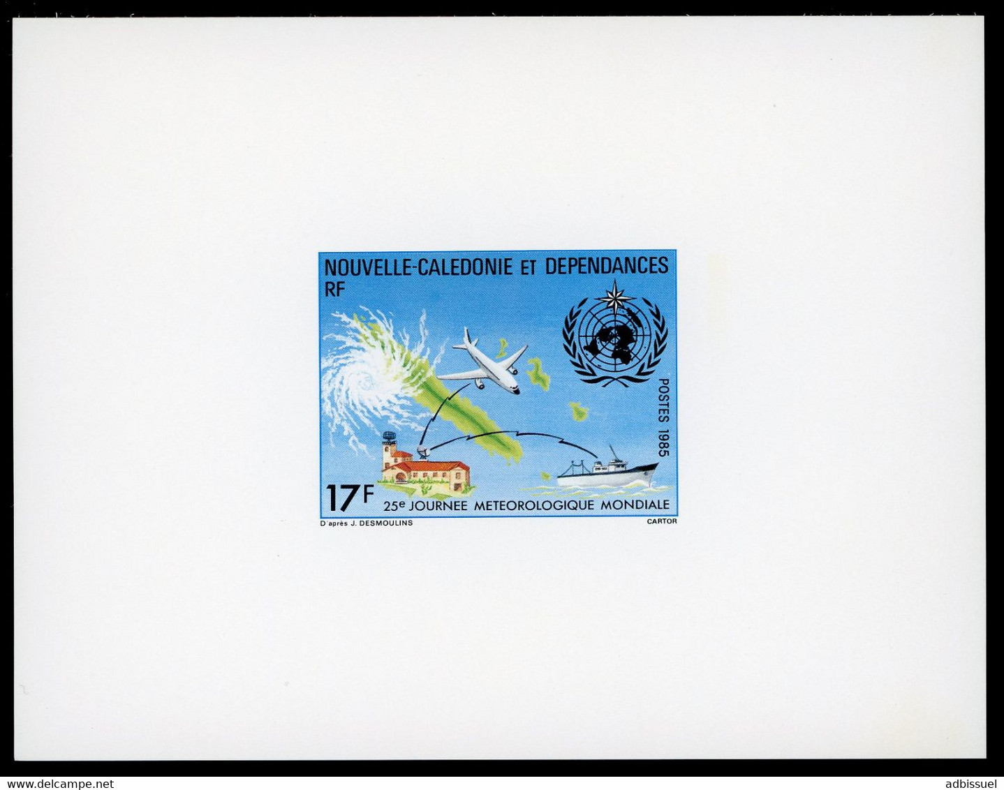 NOUVELLE CALEDONIE EPREUVE DE LUXE N° 500 25ème Journée Météorologique Mondiale 1985. TB - Ongetande, Proeven & Plaatfouten