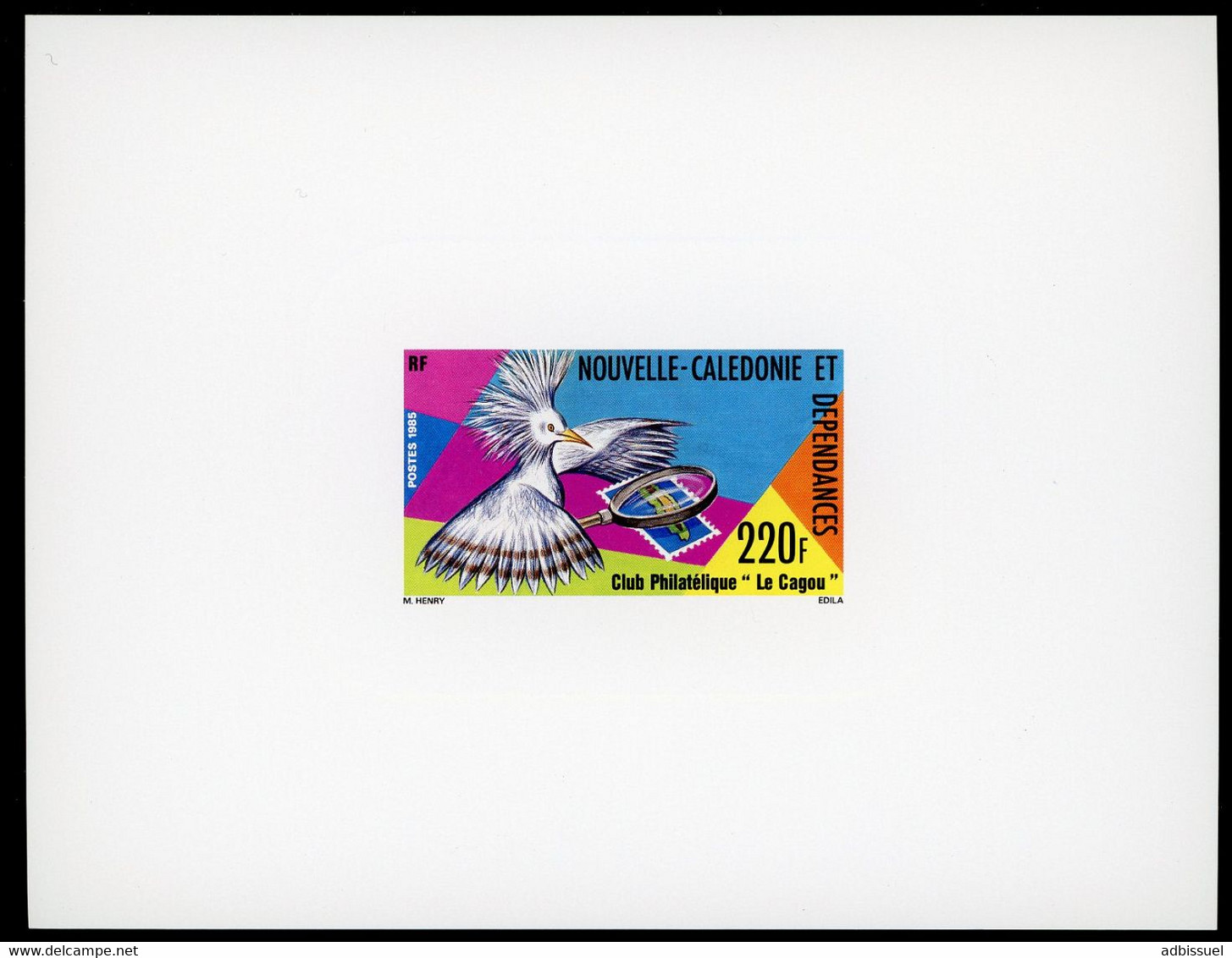 NOUVELLE CALEDONIE EPREUVE DE LUXE N° 504 Club Philatélique "Le Cagou" 1985. TB - Imperforates, Proofs & Errors