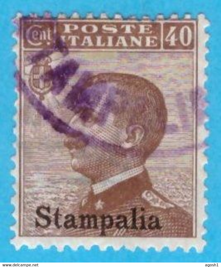 EGST007 EGEO STAMPALIA 1912 FBL D'ITALIA SOPRASTAMPATI STAMPALIA CENT 40 SASSONE NR 6 USATO - Egée (Stampalia)