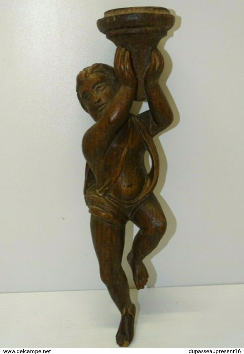 SUJET ANGELOT PUTTI PORTE TORCHERE CHENE ANCIEN No Nubien Déco Collection - Wood