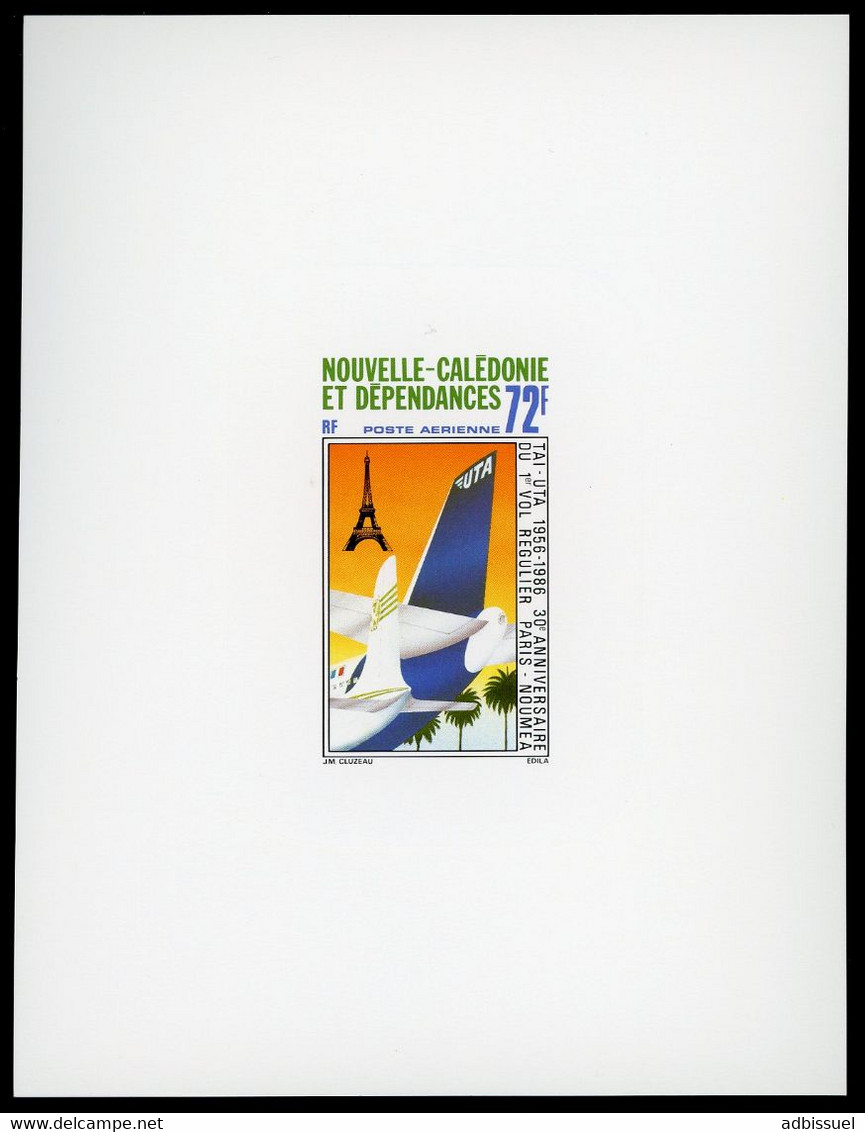 NOUVELLE CALEDONIE EPREUVE DE LUXE De La POSTE AERIENNE N° 250 1er Vol Régulier Paris-Nouméa 1986. TB - Sin Dentar, Pruebas De Impresión Y Variedades