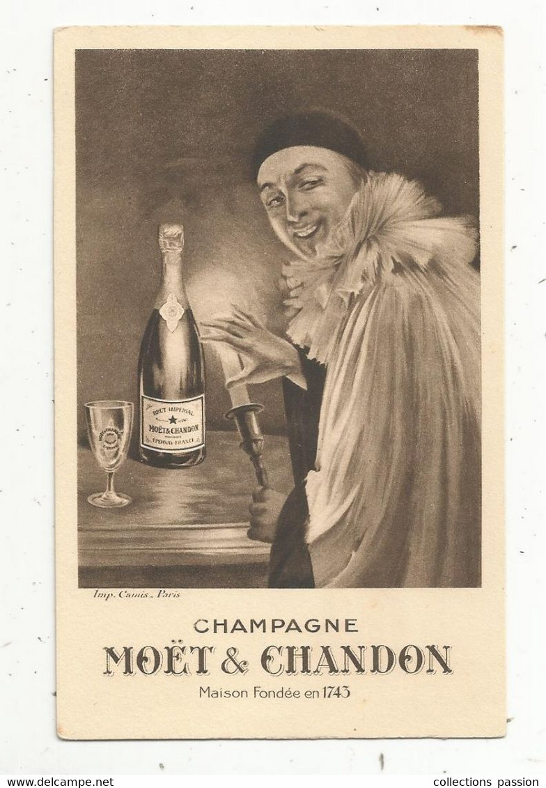 Cp , Publicité , Alcool, CHAMPAGNE MOËT& CHANDON ,vierge ,  Vin, Pierrot - Advertising