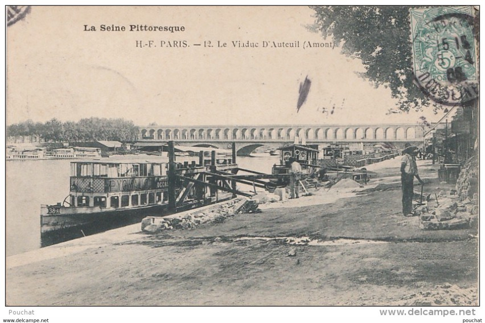 K26-75) PARIS (XV°) LA SEINE PITTORESQUE - LE VIADUC D'AUTEUIL (AMONT) - (BATEAU EXCURSION - METIER TAILLEUR DE PIERRES) - De Seine En Haar Oevers