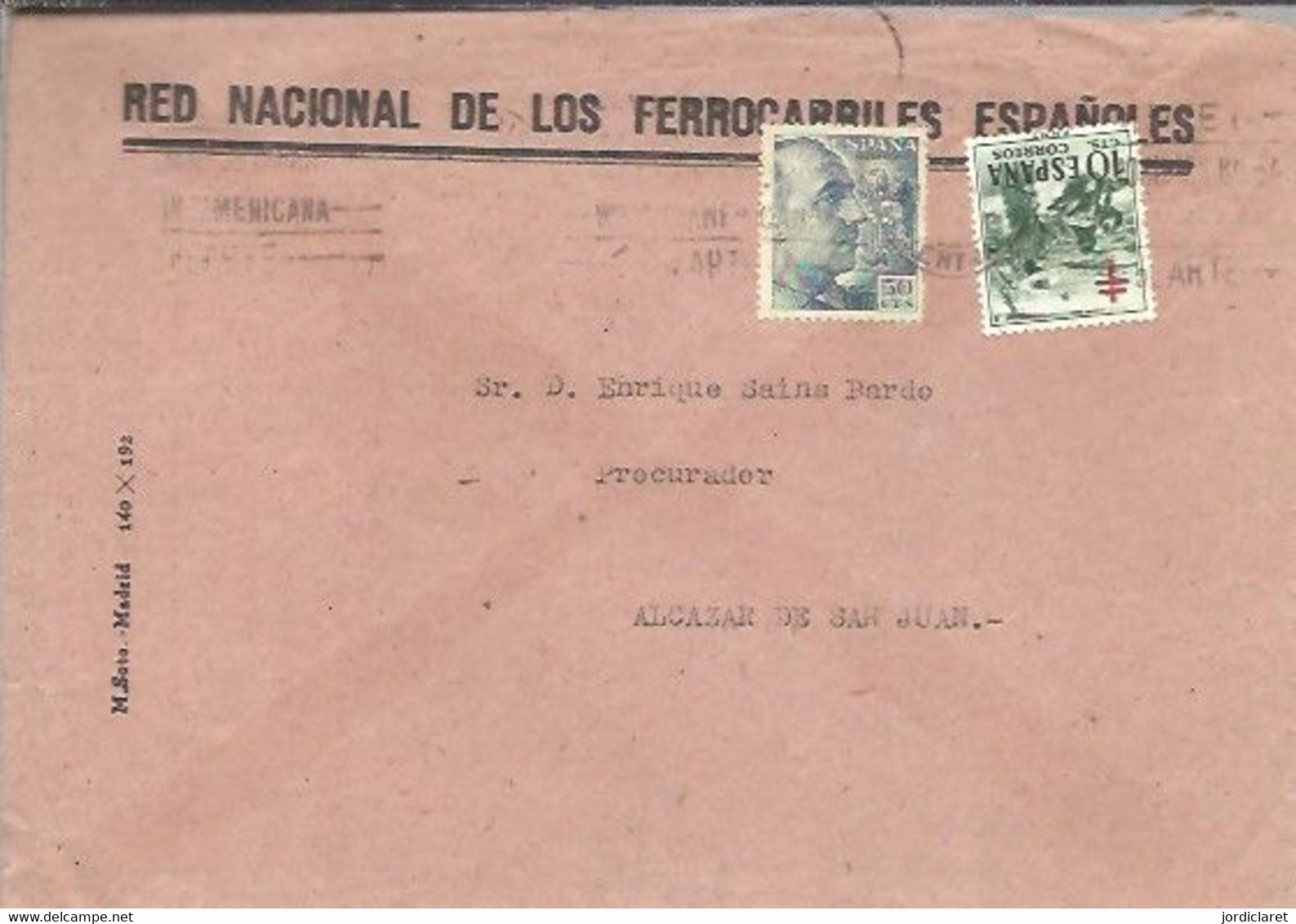 CARTA 1951  RENFE  GOMIGRAFO AL DORSO - Cartas & Documentos