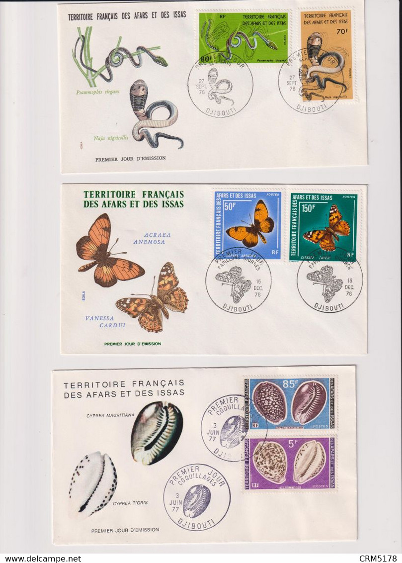 AFARS Et ISSAS-LOT 9 ENVELOPPES IER JOUR TP N°419-422/3-425/6-428/30-435/9-443/4 - Brieven En Documenten