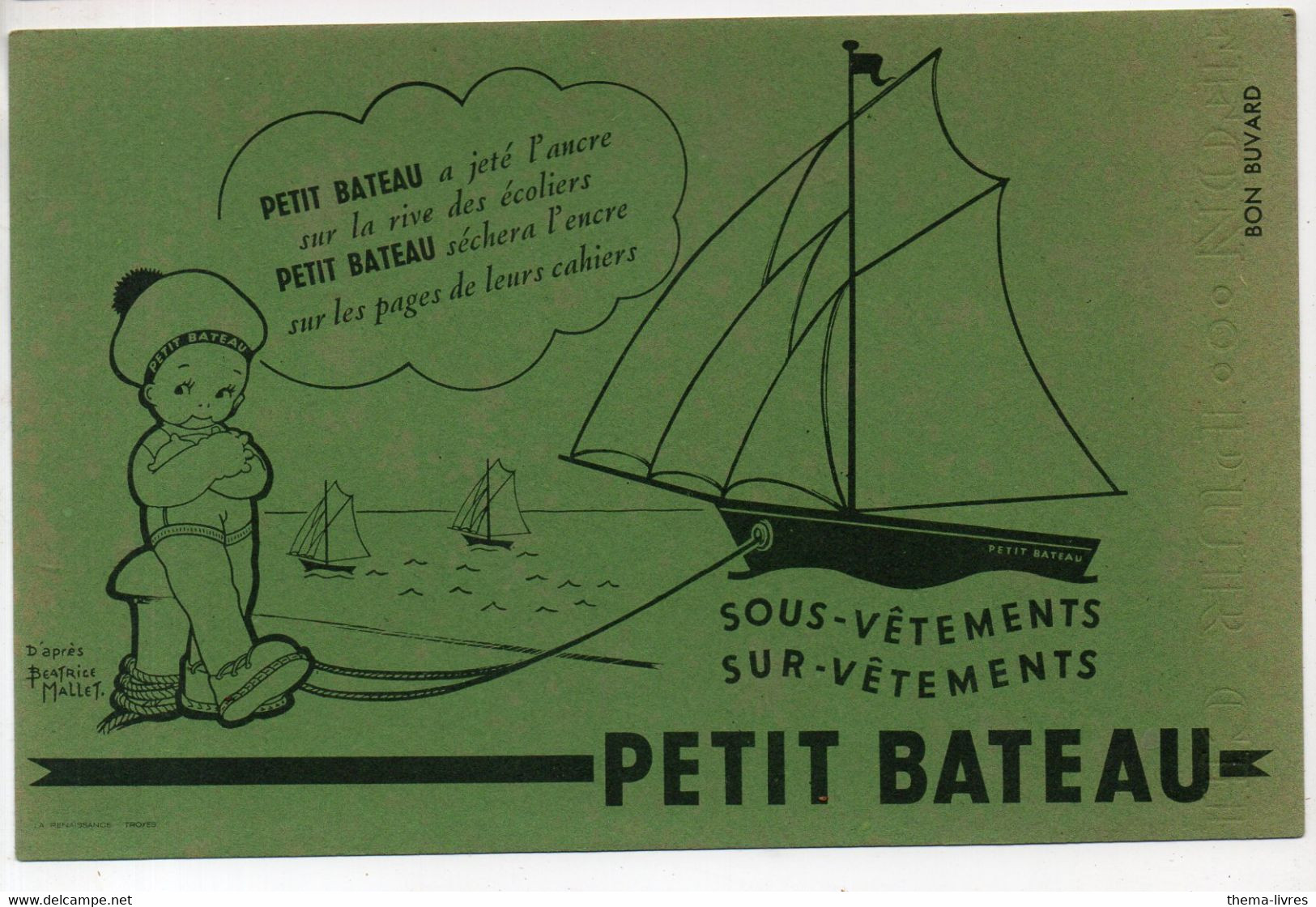 Buvard PETIT BATEAU  Sous Vêtements (vert)  (M2389) - Textile & Vestimentaire