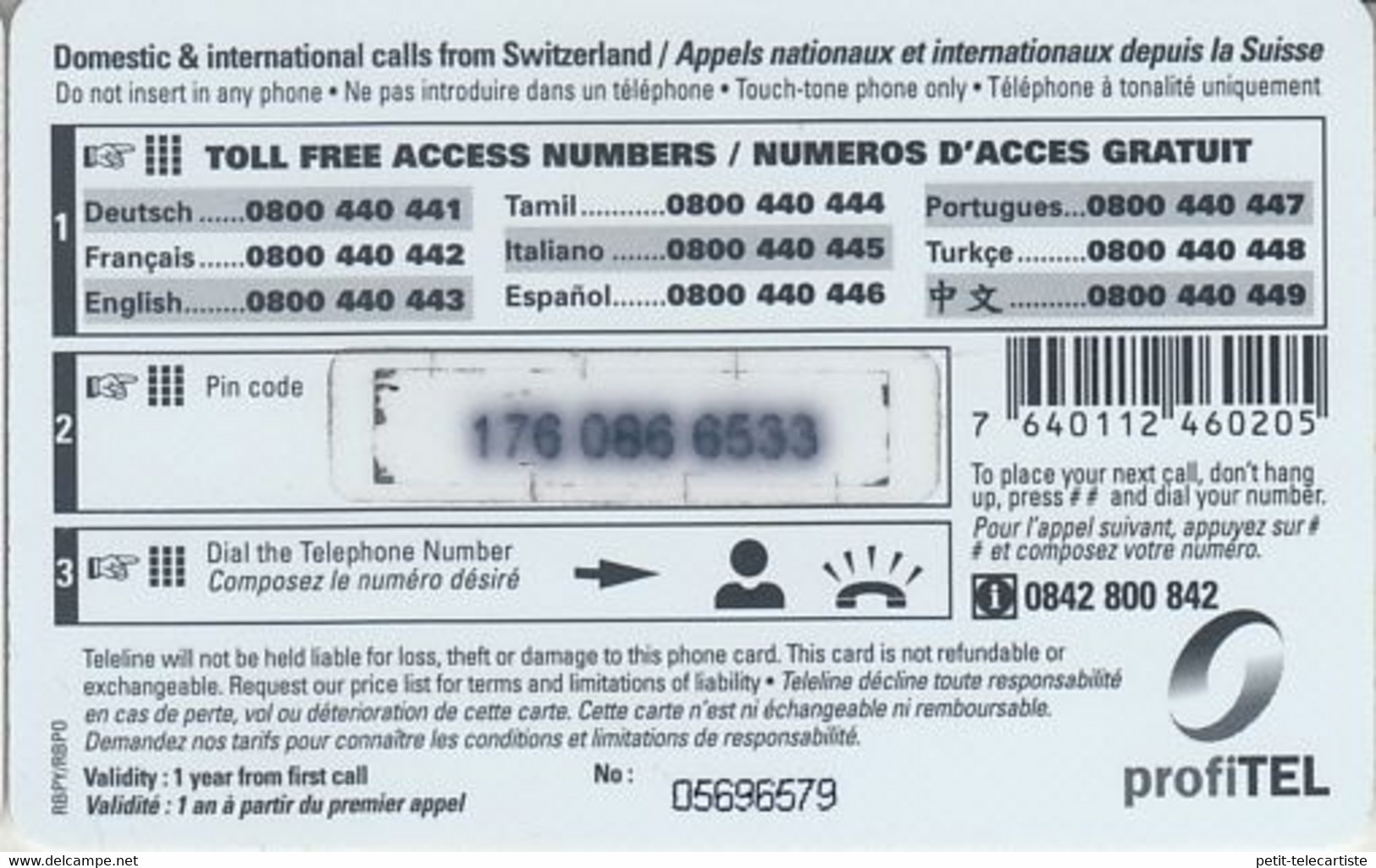 SWITZERLAND - PHONE CARD - PRÉPAYÉE TELELINE  ***  AFRICA 9/10 - HIPPOPOTAME *** - Jungle