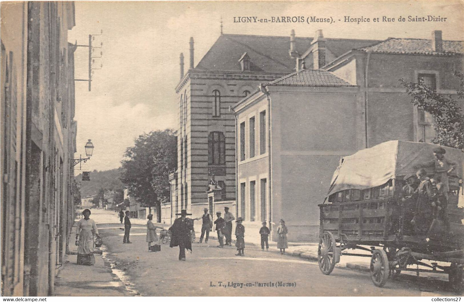 55-LIGNY-EN-BARROIS- HOSPICE ET RUE DE SAINT-DIZIER - Ligny En Barrois