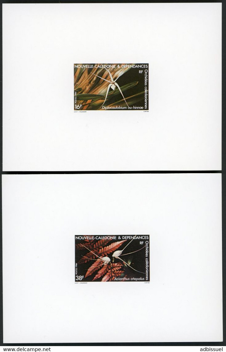 NOUVELLE CALEDONIE 2 EPREUVES DE LUXE N° 488 Et 489 Flore Orchidées  1984. TB - Imperforates, Proofs & Errors