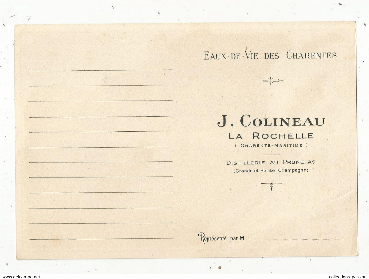 Cp, 200 X 140 Mm , Publicité ,eaux De Vie Des Charentes,J. Colineau,LA ROCHELLE ,  Carte Vinicole Du Pays De Cognac - Advertising