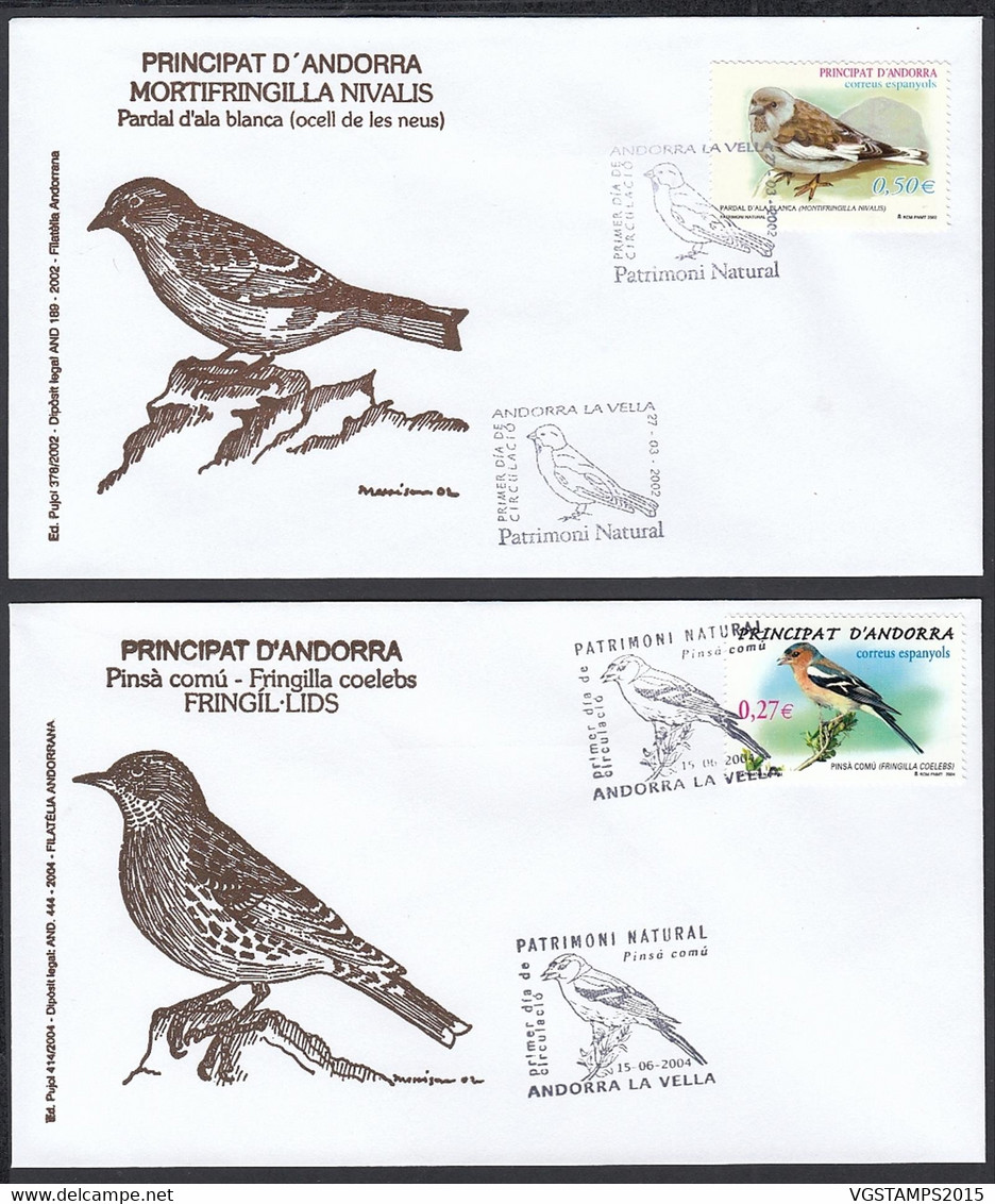 Andorre  2002 - Andorre Espagnole-  FDC. Yvert  Nº 277/8. Theme:: Oiseaux...........  (EB) DC-10016 - Andorre