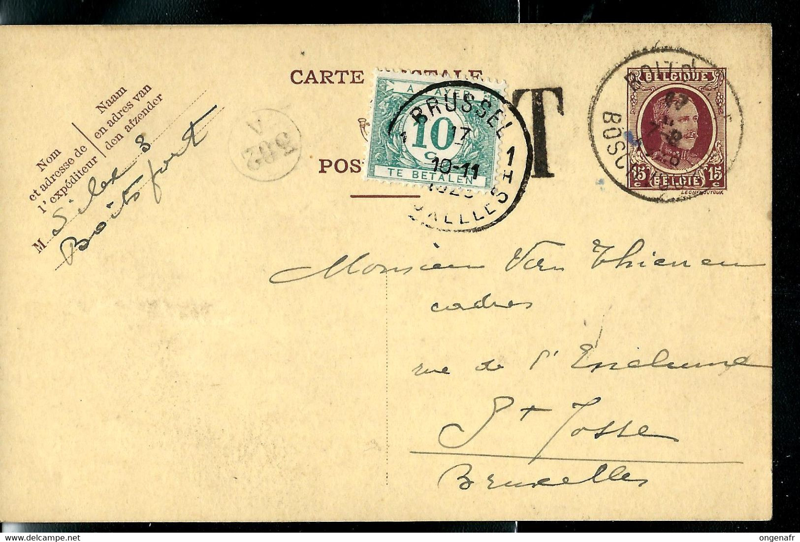 Entier N° 68.I.FN. - Houyoux - Obl. BOISTFORT - BOSCHOOT  16/02/26 Taxé Bxl - Storia Postale