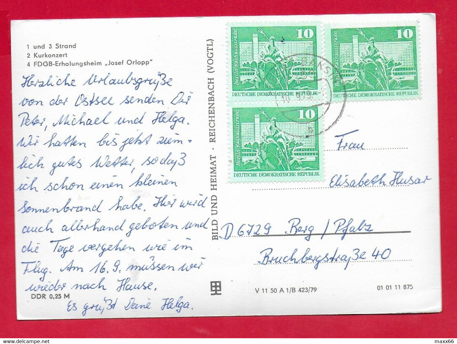 CARTOLINA VG GERMANIA - KR. WOLGAST - Ostseebad Bansin - Vedutine Multivue - 10 X 15 - 1973 - Wolgast