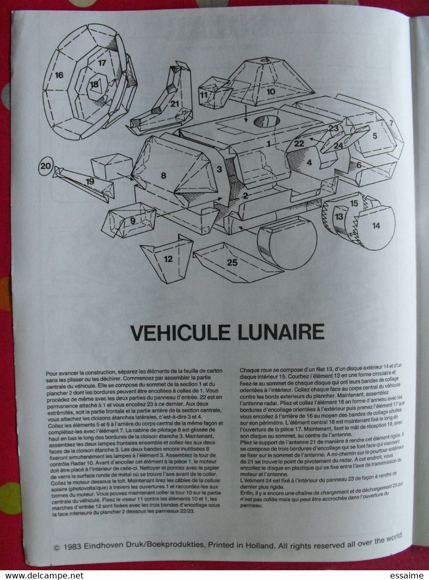 Véhicule Lunaire Grand Format En Carton Prédécoupé. 1983 Eindhoven Druk. 10 Pages Format A4 - Kartonmodellbau  / Lasercut