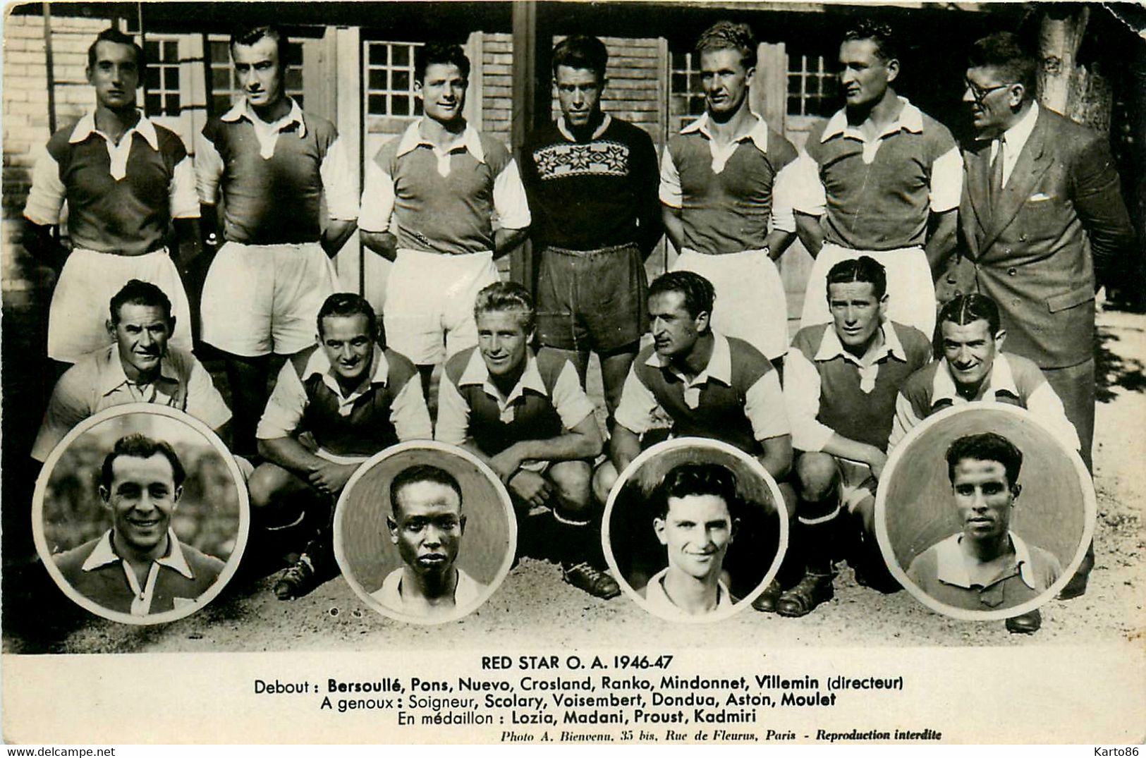 Soccer - sport football * carte photo * club du RED STAR O.A. 1946 1947 *  équipe effectif * sports footballeurs red star